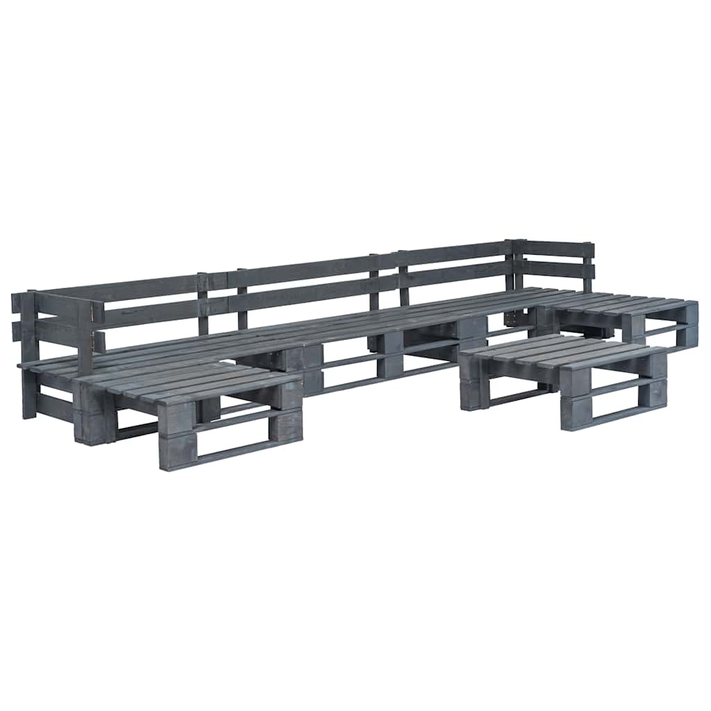 6-delige Loungeset pallet hout grijs – afbeelding 1