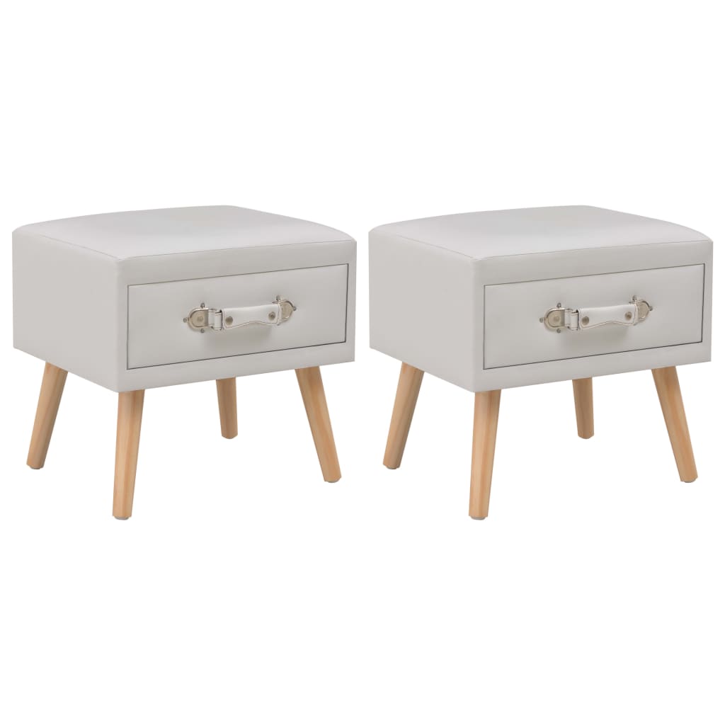 Nachtkastjes 2 st 40x35x40 cm kunstleer wit – afbeelding 1