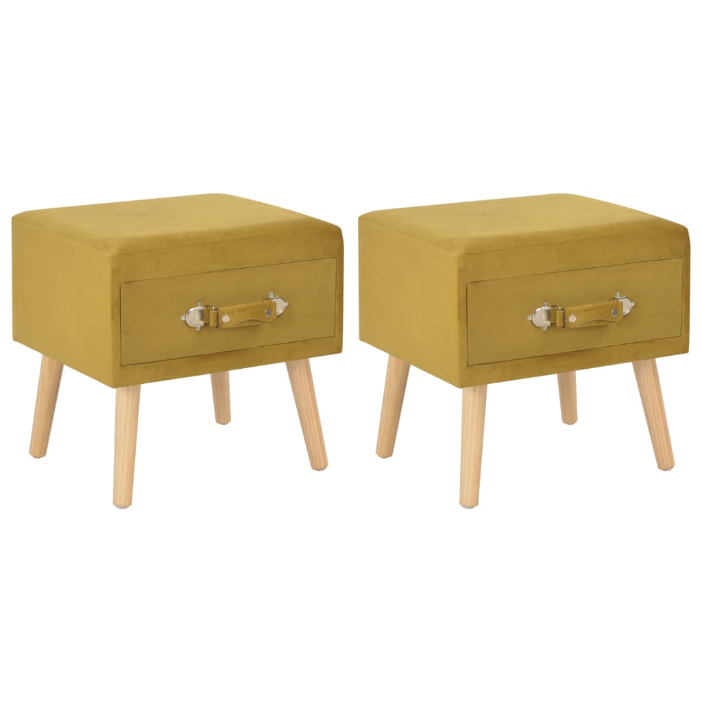 Nachtkastjes 2 st 40x35x40 cm fluweel mosterdkleurig – afbeelding 1