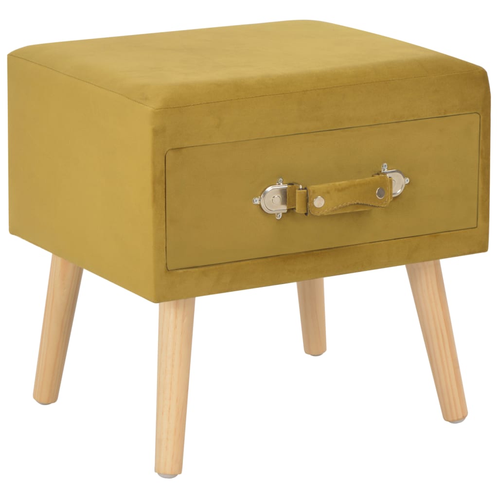 Nachtkastjes 2 st 40x35x40 cm fluweel mosterdkleurig – afbeelding 2