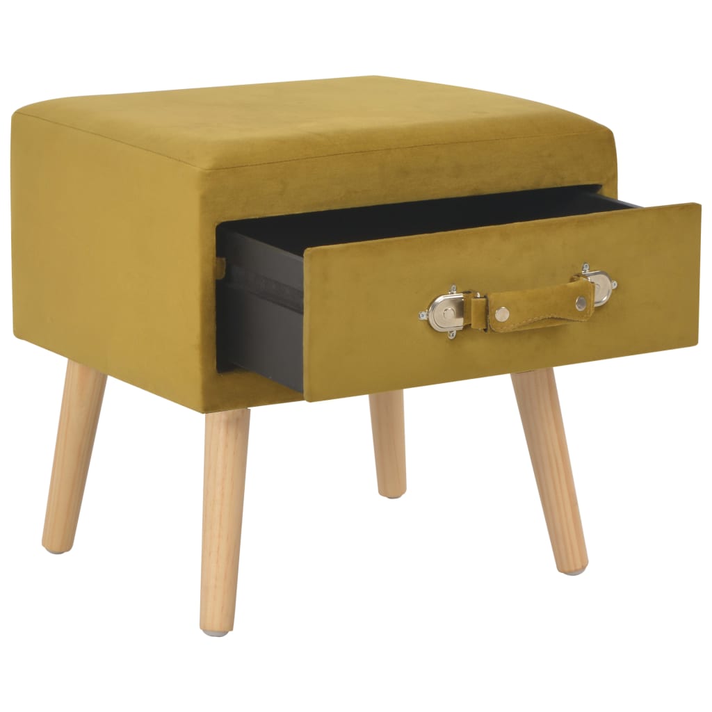 Nachtkastjes 2 st 40x35x40 cm fluweel mosterdkleurig – afbeelding 3