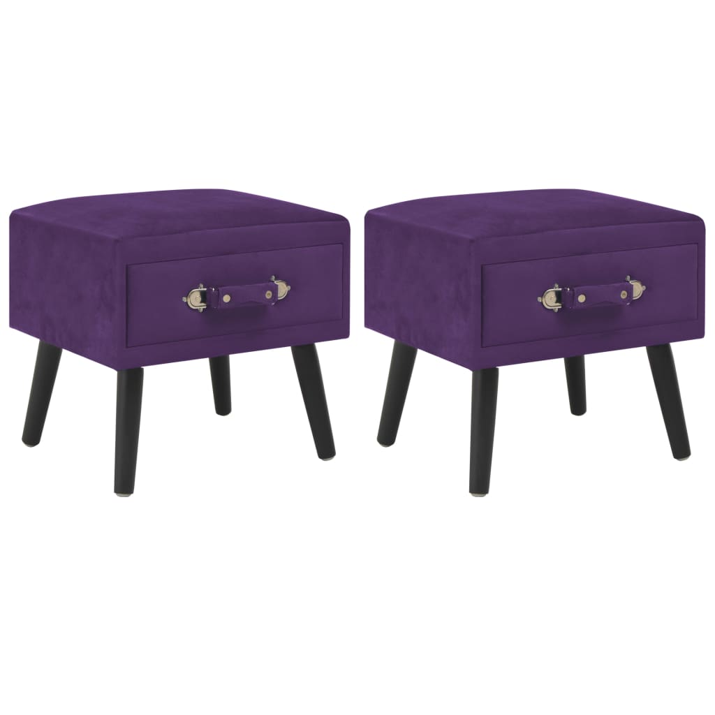 Nachtkastjes 2 st 40x35x40 cm fluweel donkerpaars