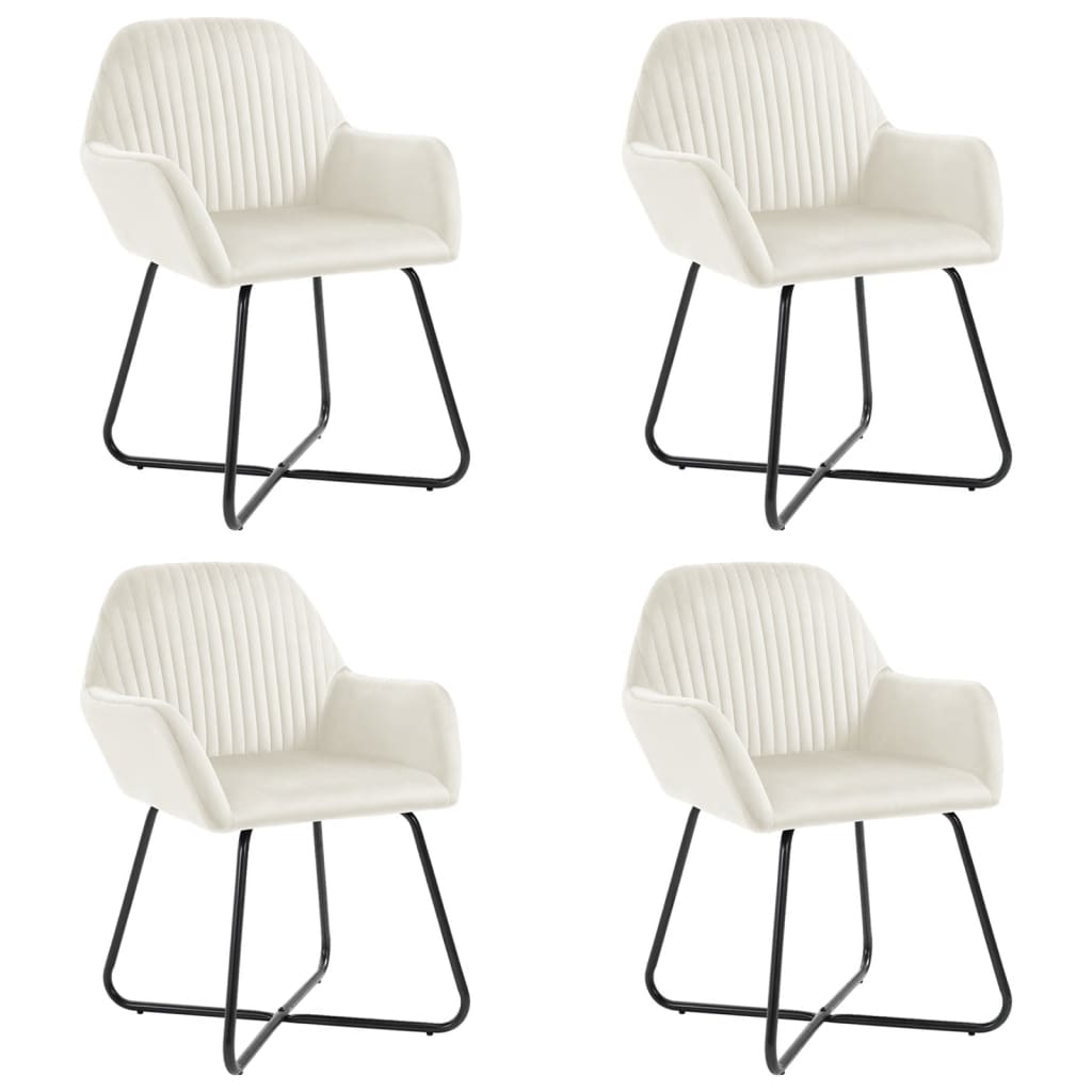 Eetkamerstoelen 4 st fluweel crèmekleurig