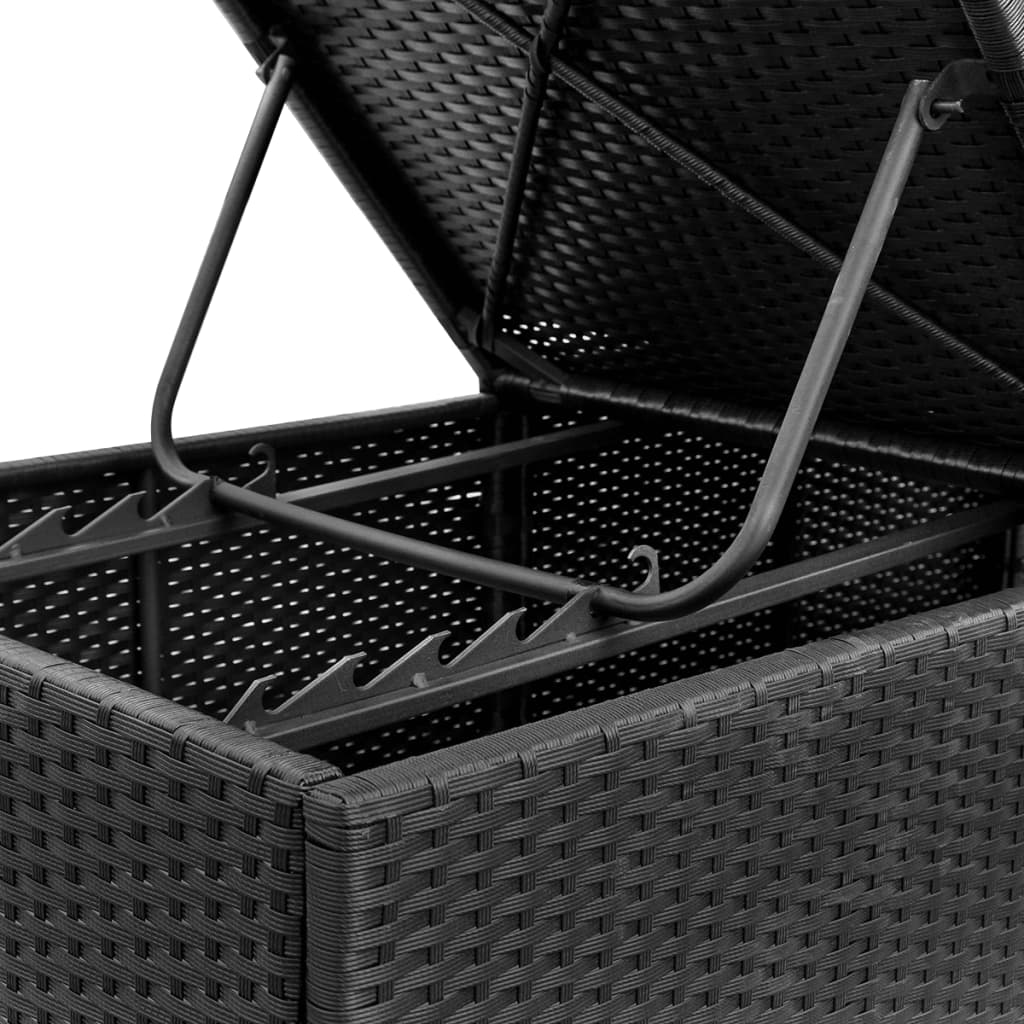 Ligbedden met kussens 2 st poly rattan zwart – afbeelding 9