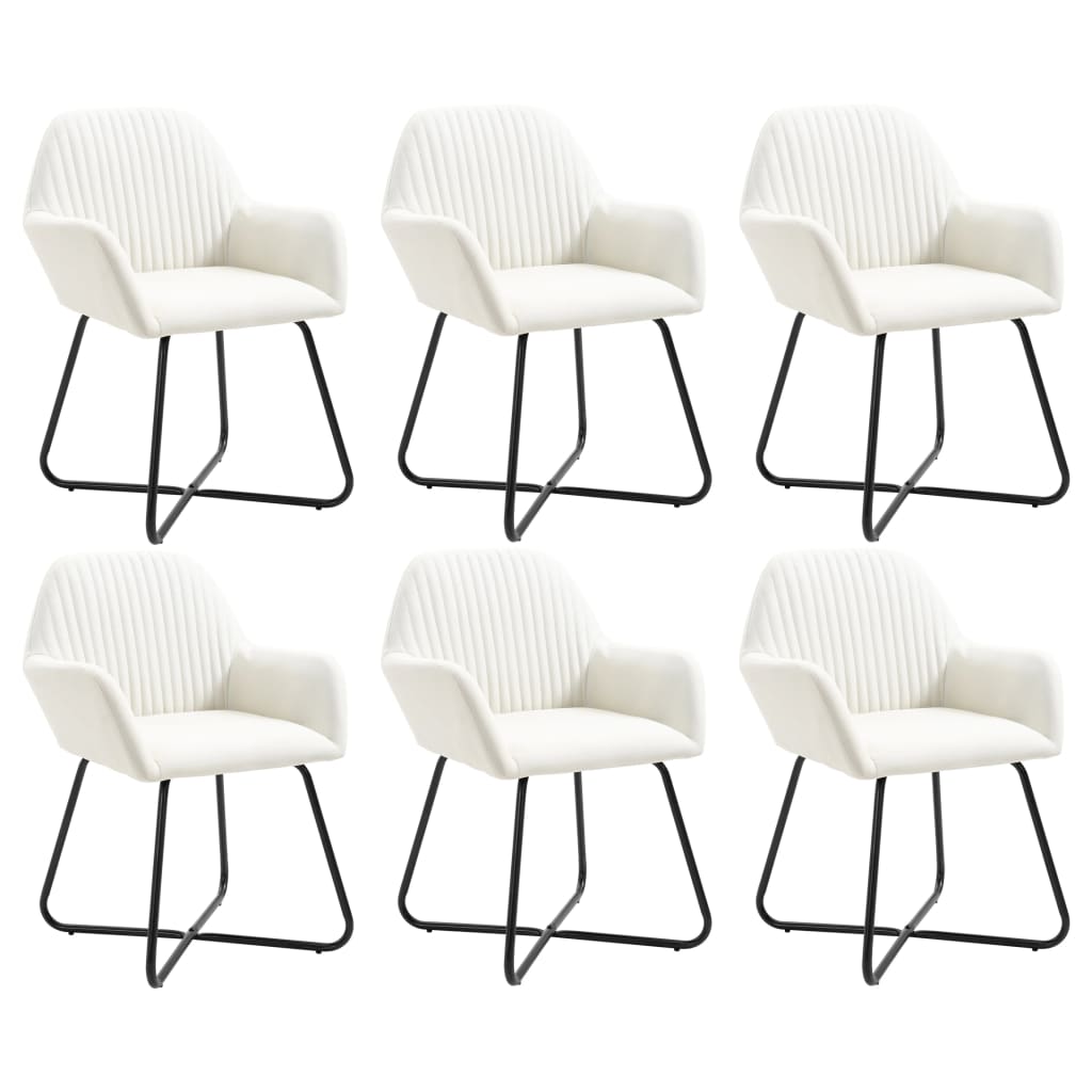 Eetkamerstoelen 6 st stof crèmekleurig – afbeelding 1