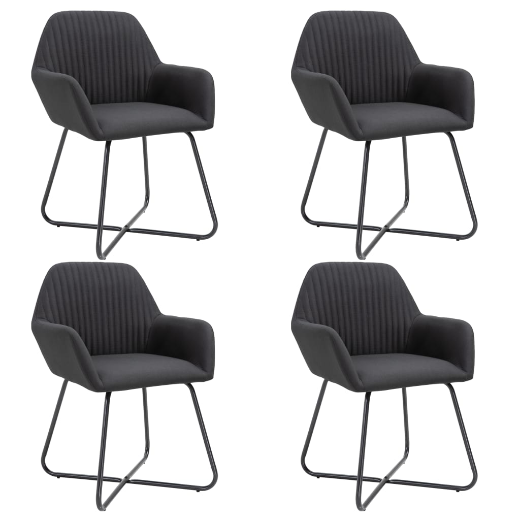 Eetkamerstoelen 4 st stof zwart