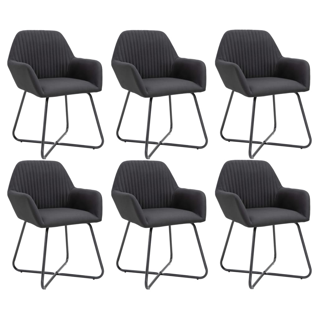 Eetkamerstoelen 6 st stof zwart