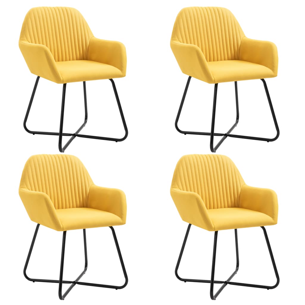 Eetkamerstoelen 4 st stof geel