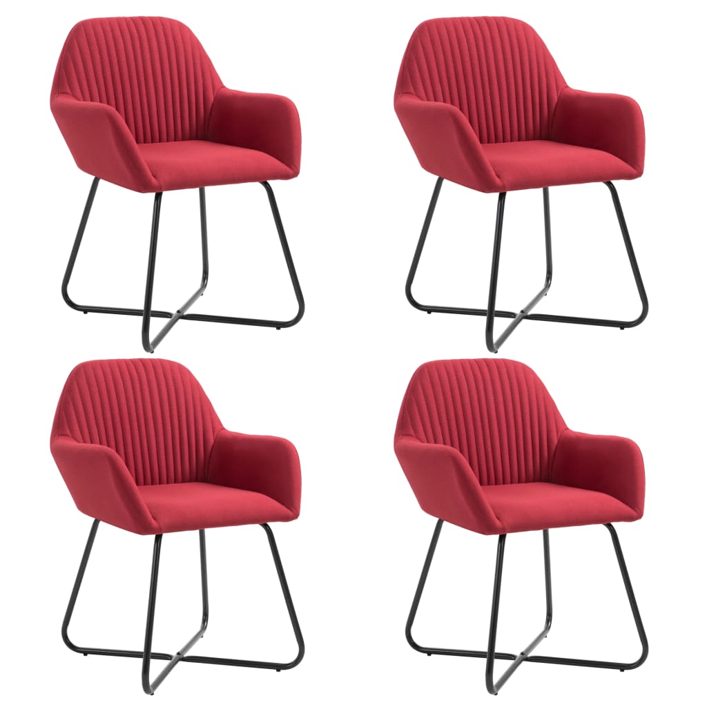 Eetkamerstoelen 4 st stof wijnrood – afbeelding 1