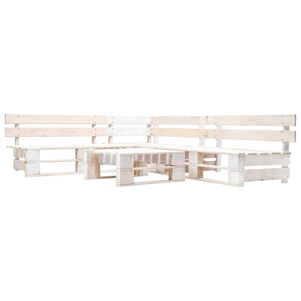 4-delige Loungeset pallet hout wit – afbeelding 1