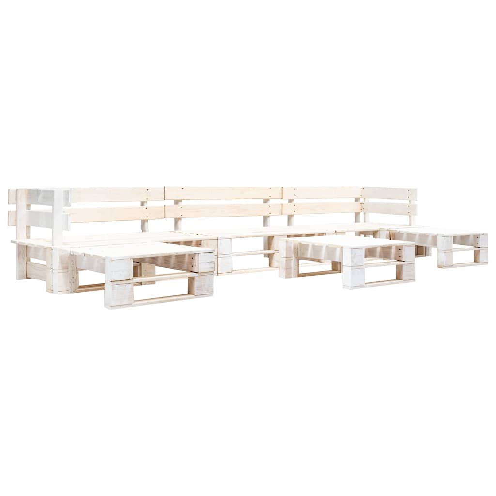 6-delige Loungeset pallet hout wit – afbeelding 1