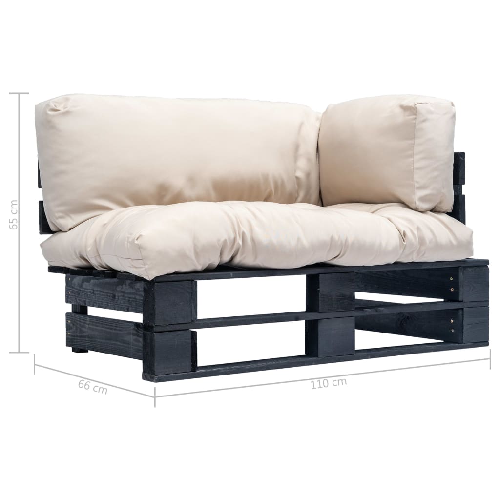 Tuinbank pallet met zandkleurige kussens grenenhout – afbeelding 5