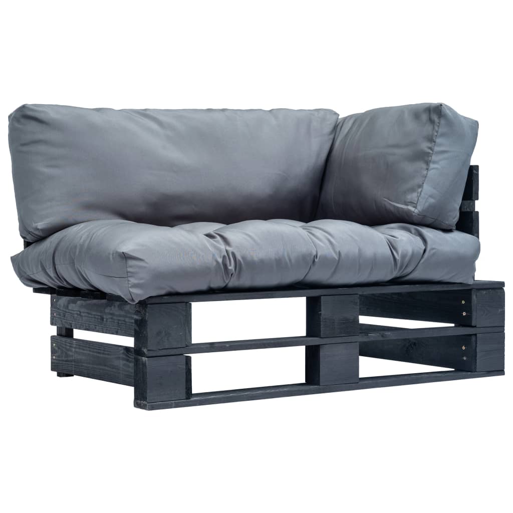 Tuinbank pallet met grijze kussens grenenhout – afbeelding 1