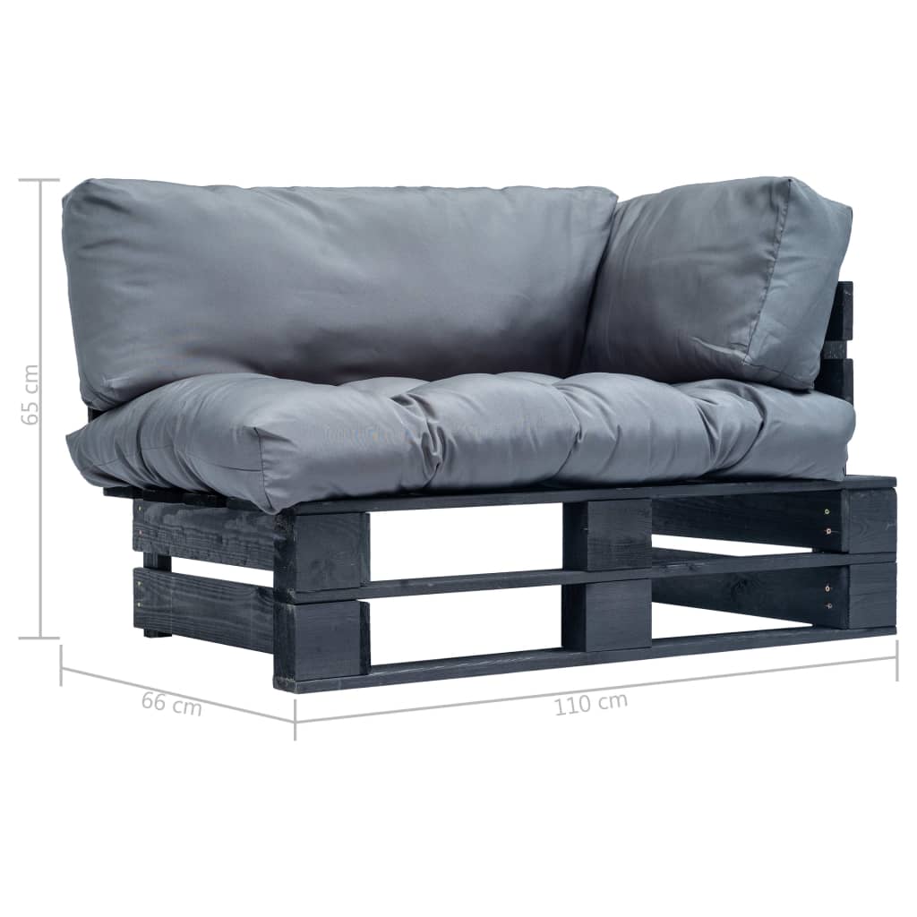 Tuinbank pallet met grijze kussens grenenhout – afbeelding 5