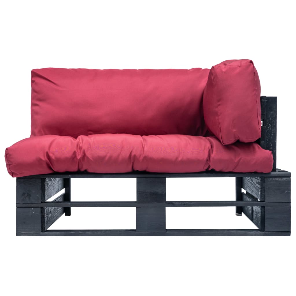 Tuinbank pallet met rode kussens grenenhout – afbeelding 2