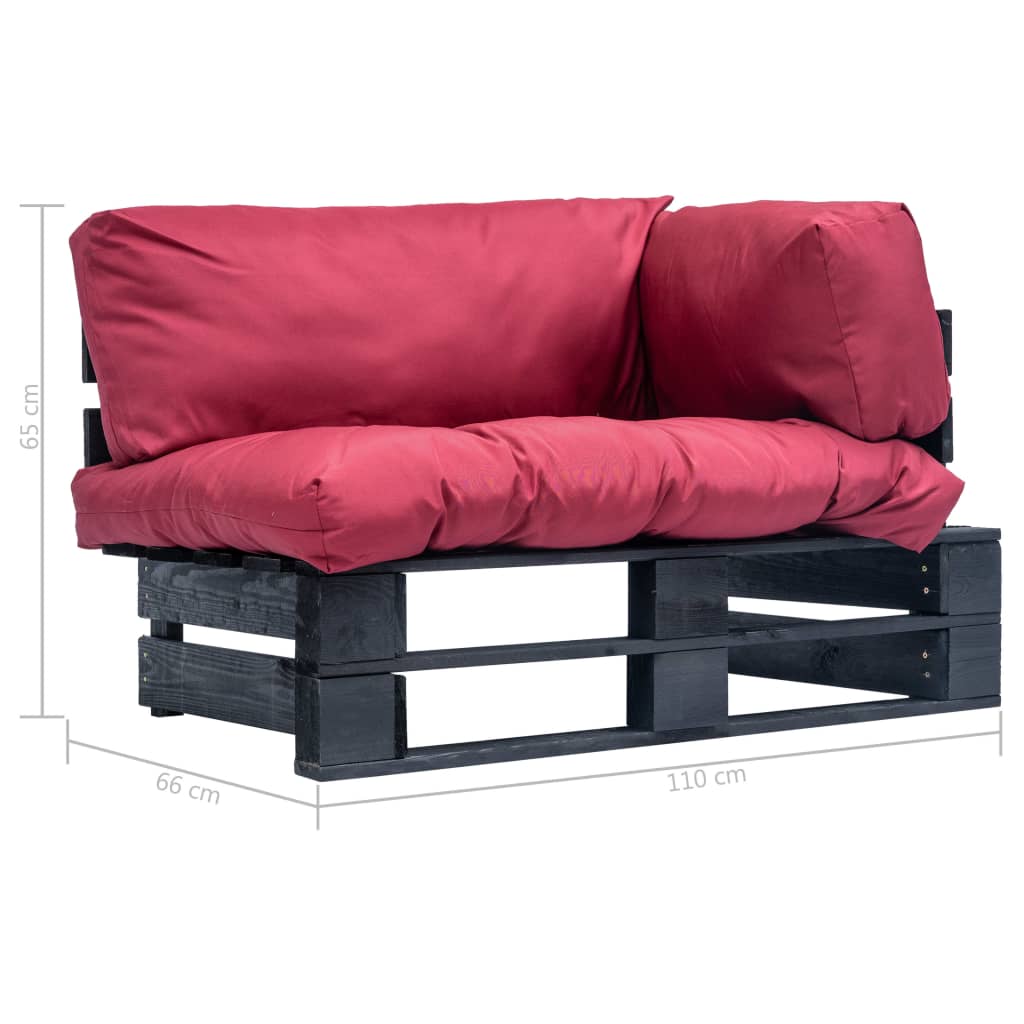 Tuinbank pallet met rode kussens grenenhout – afbeelding 5