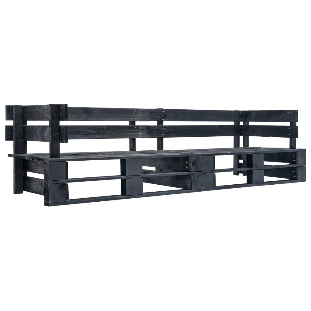 2-delige Tuinbankenset pallet met zandkleur kussens grenenhout – afbeelding 3