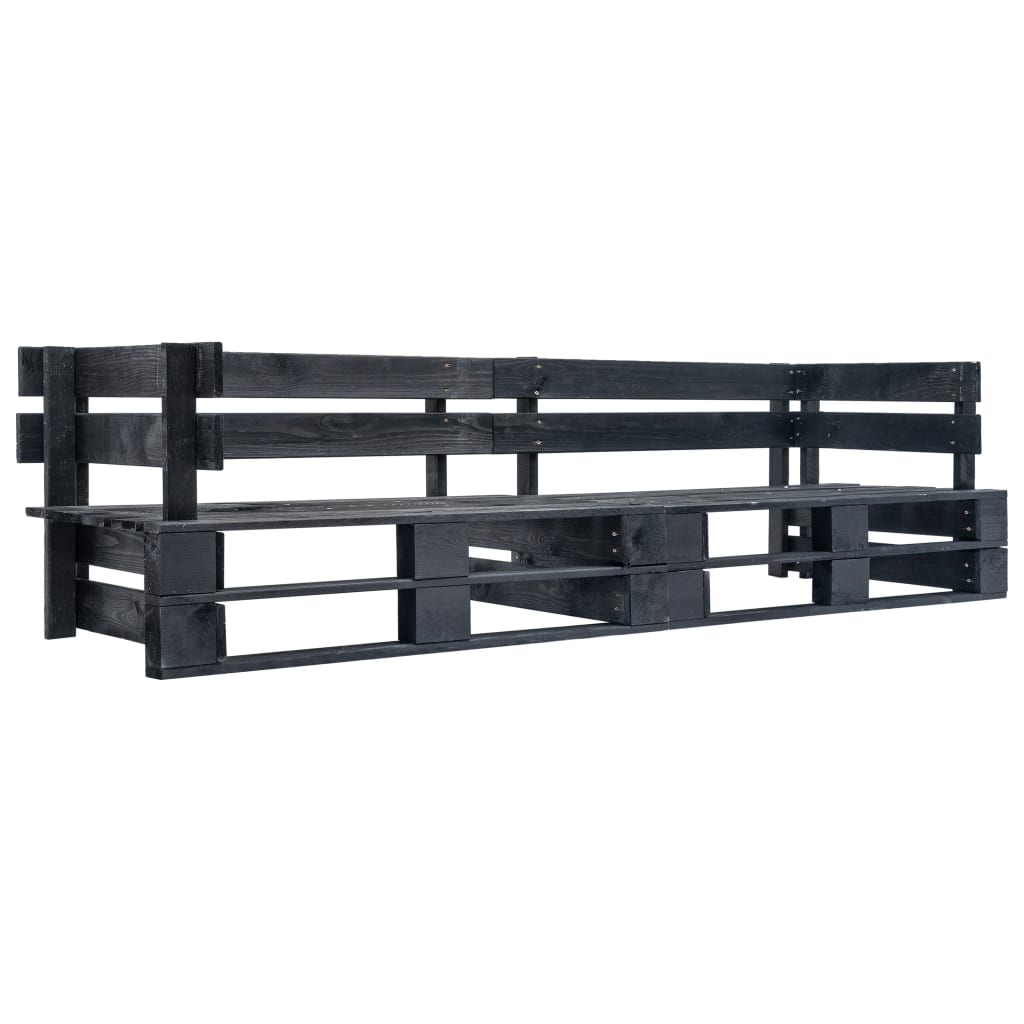 2-delige Tuinbankenset pallet met grijze kussens grenenhout – afbeelding 3