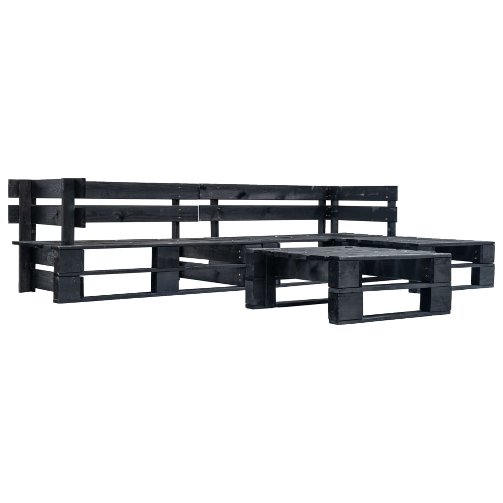 4-delige Loungeset pallet hout zwart