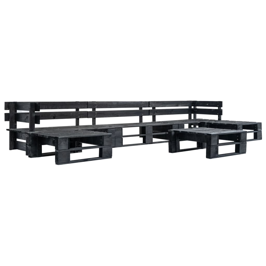 6-delige Loungeset pallet hout zwart
