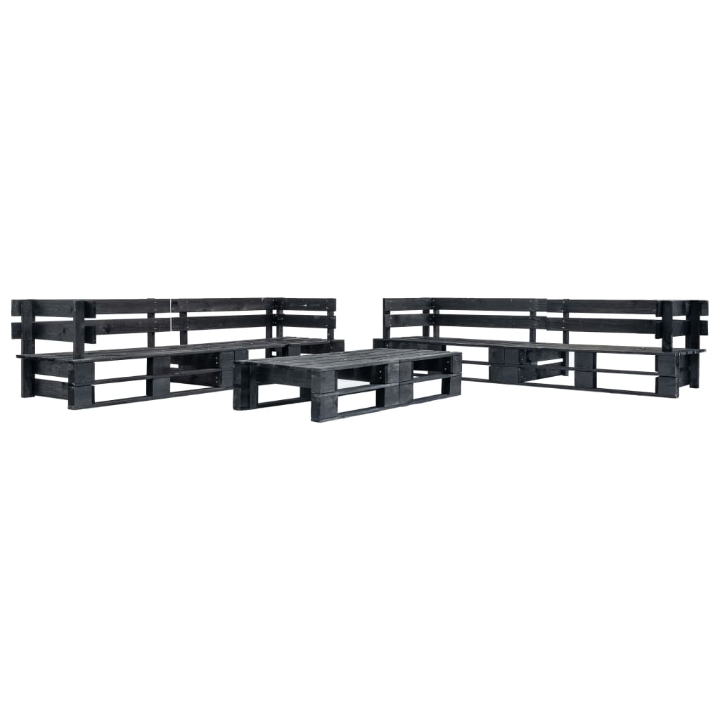 6-delige Loungeset pallet hout zwart – afbeelding 1