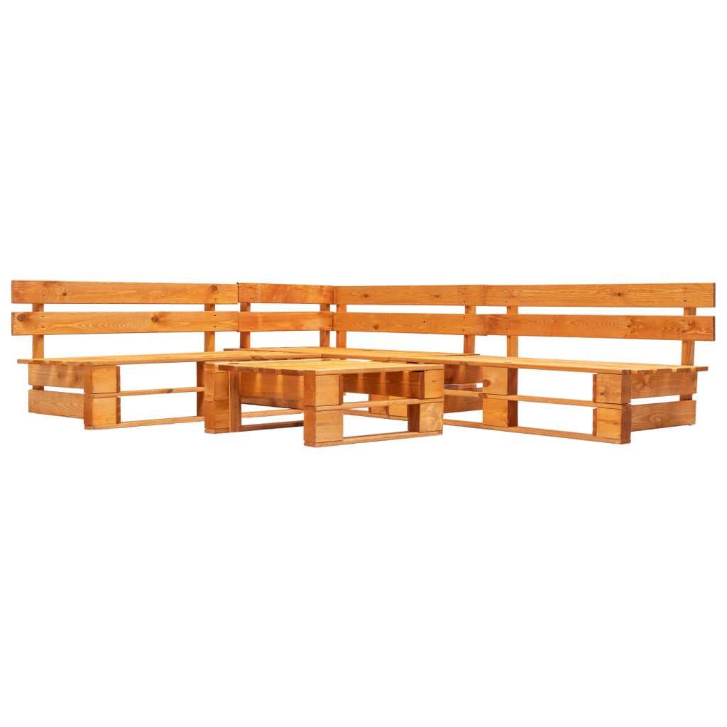 4-delige Loungeset pallet hout honingbruin – afbeelding 1
