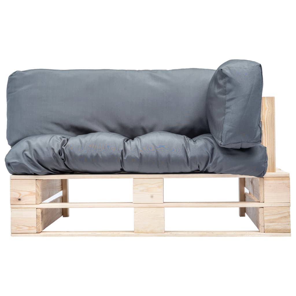 Tuinbank pallet met grijze kussens grenenhout – afbeelding 2