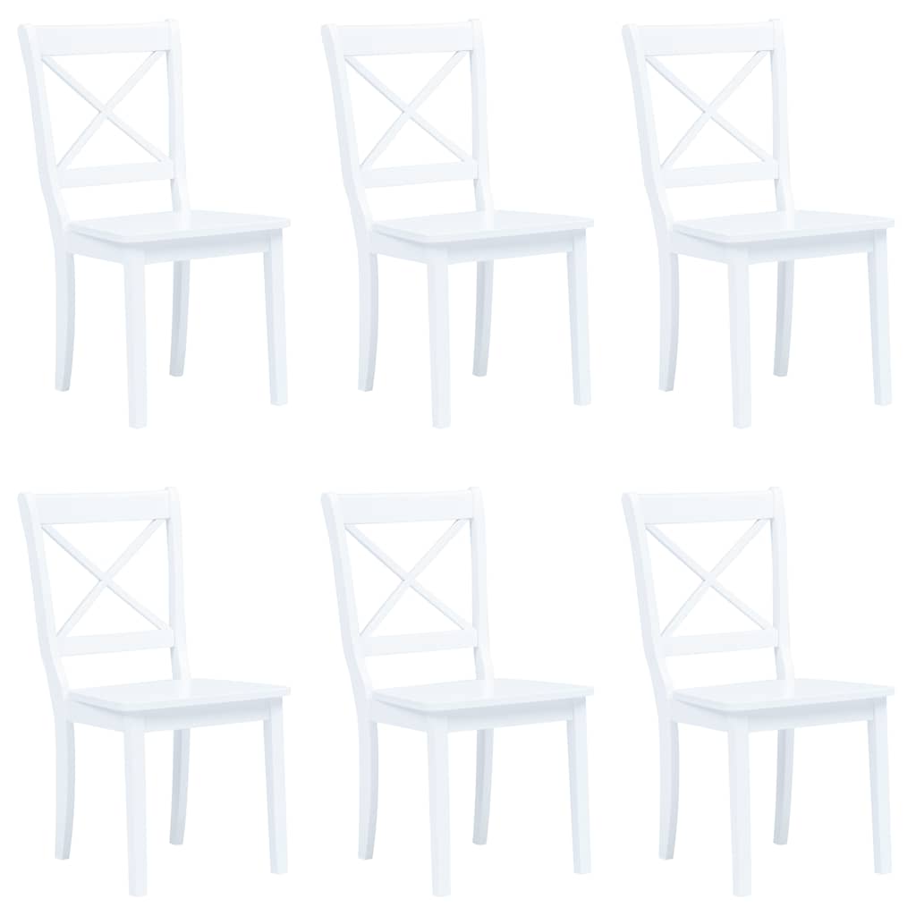 Eetkamerstoelen 6 st massief rubberwood wit