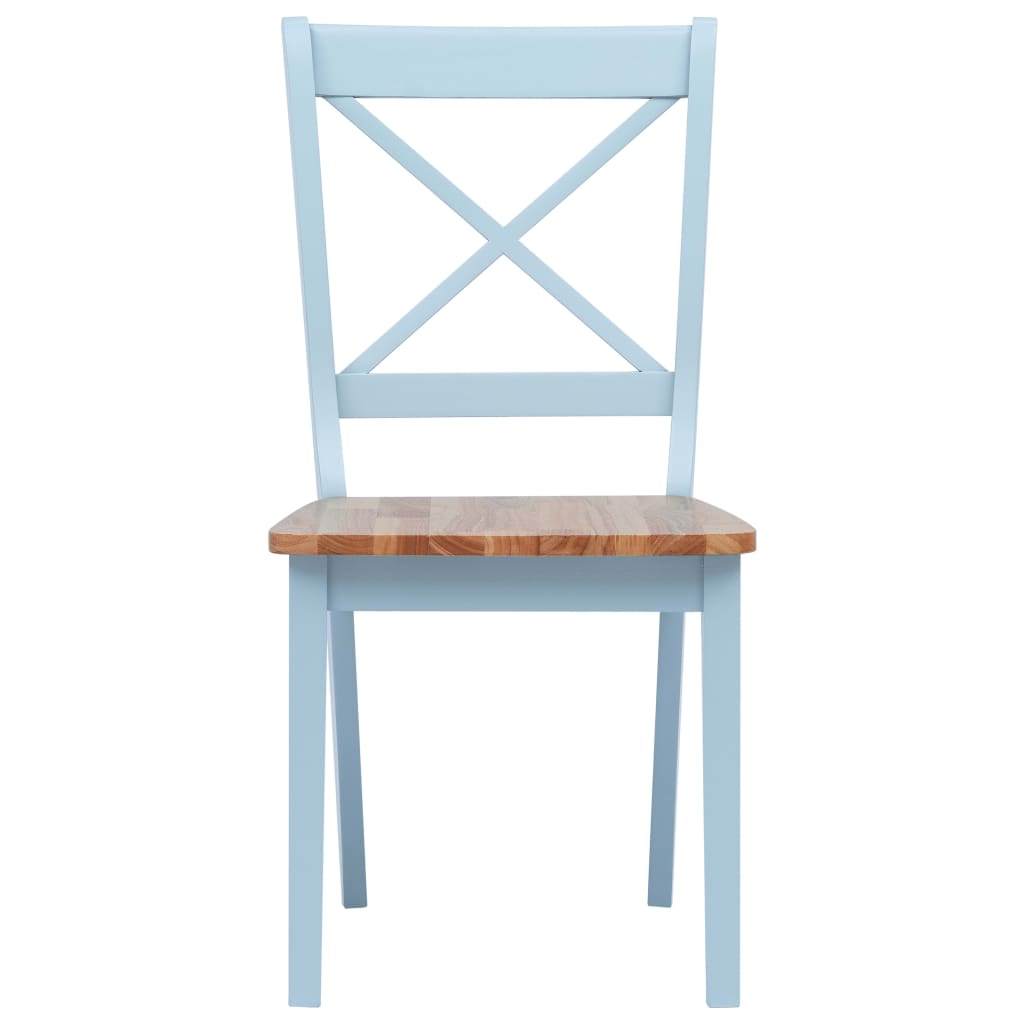 Eetkamerstoelen 6 st massief rubberwood grijs en naturel – afbeelding 3
