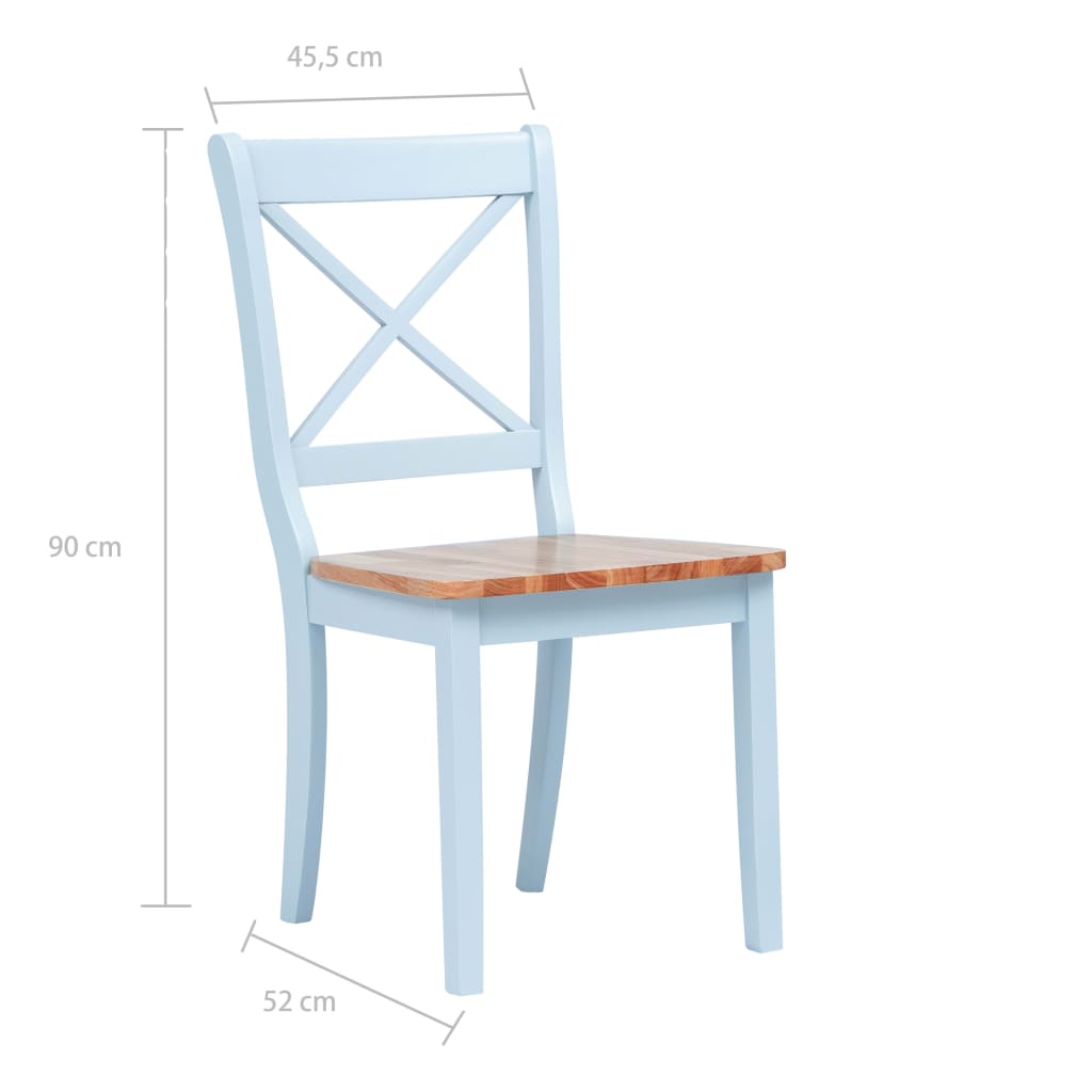 Eetkamerstoelen 6 st massief rubberwood grijs en naturel – afbeelding 7