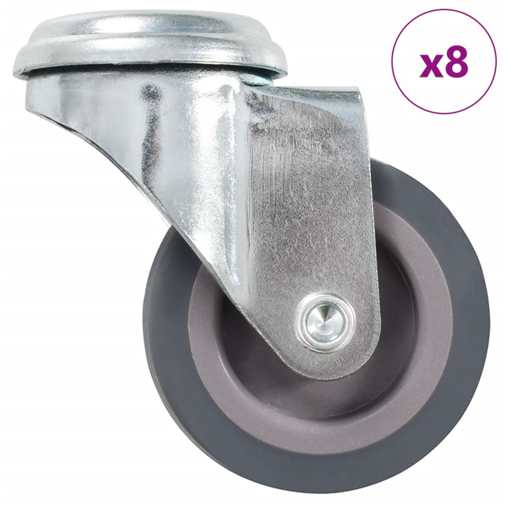8 st Zwenkwielen met boutgaten 50 mm