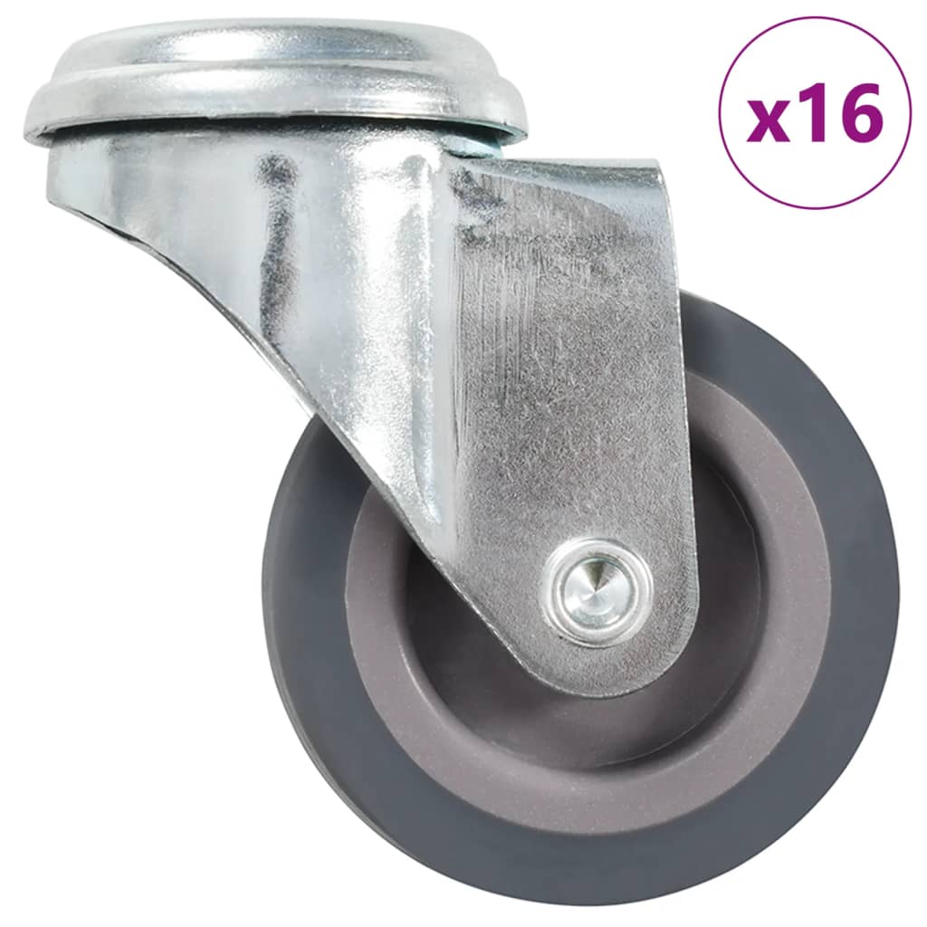 16 st Zwenkwielen met boutgaten 50 mm