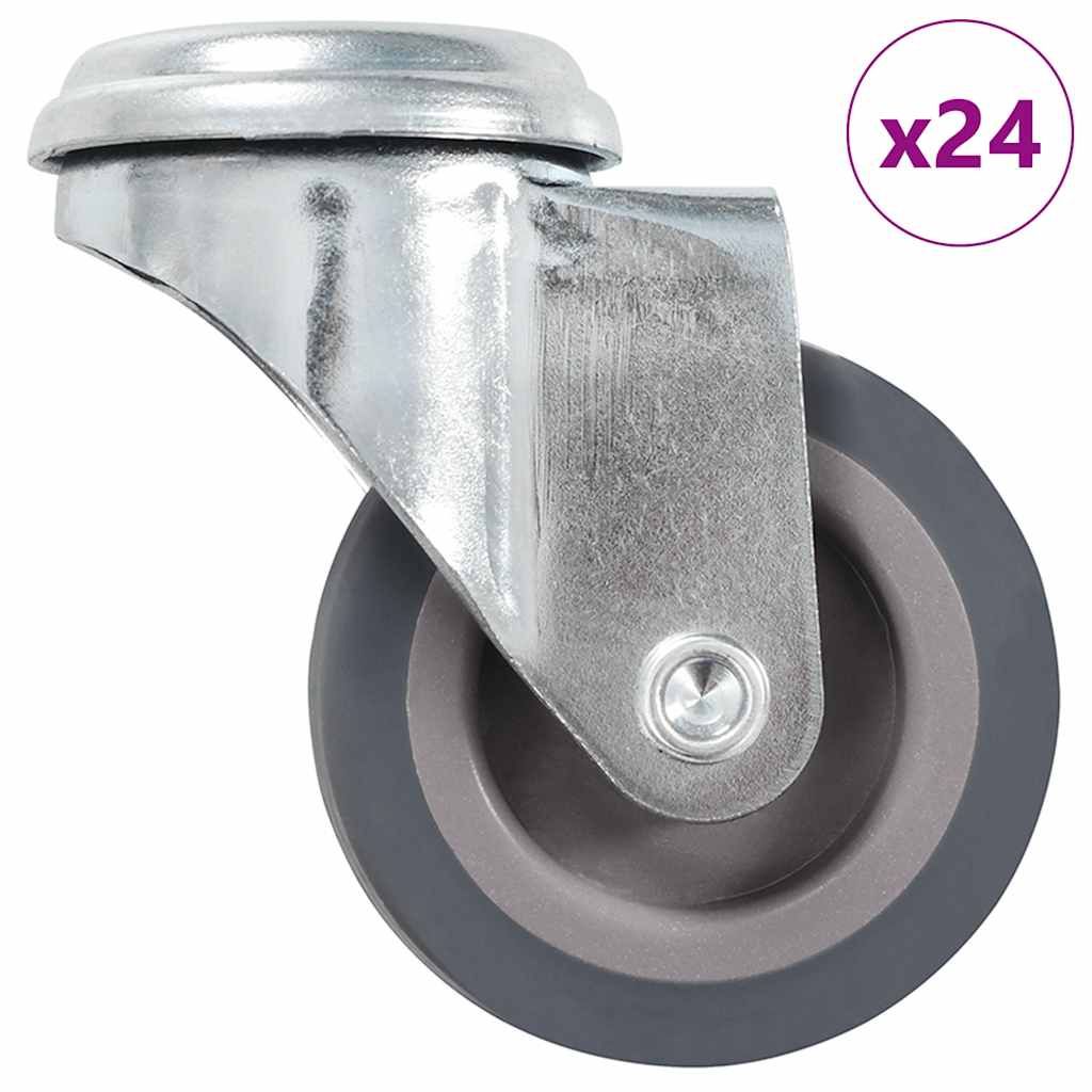 24 st Zwenkwielen met boutgaten 50 mm