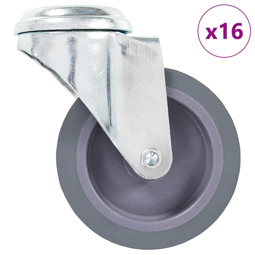16 st Zwenkwielen met boutgaten 75 mm
