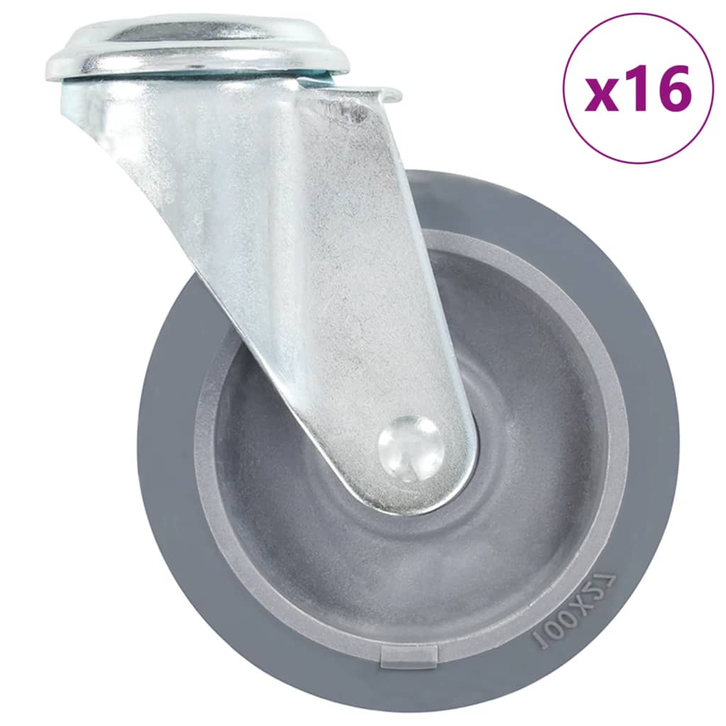 16 st Zwenkwielen met boutgaten 100 mm – afbeelding 1