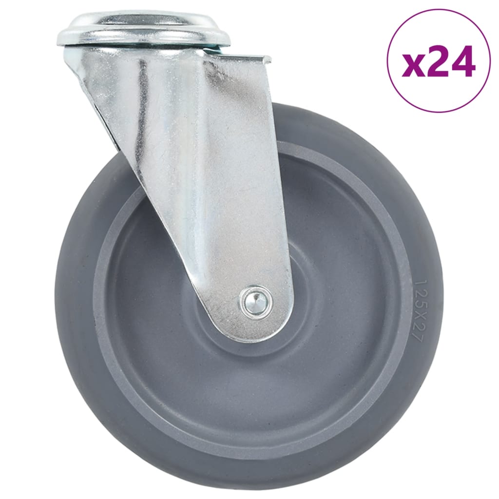 24 st Zwenkwielen met boutgaten 125 mm – afbeelding 1