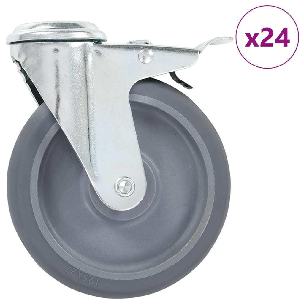 24 st Zwenkwielen met boutgaten 125 mm
