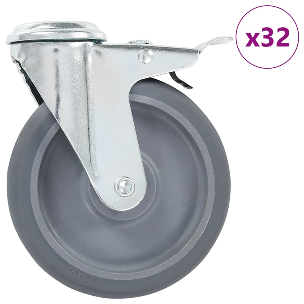 32 st Zwenkwielen met boutgaten 125 mm – afbeelding 1