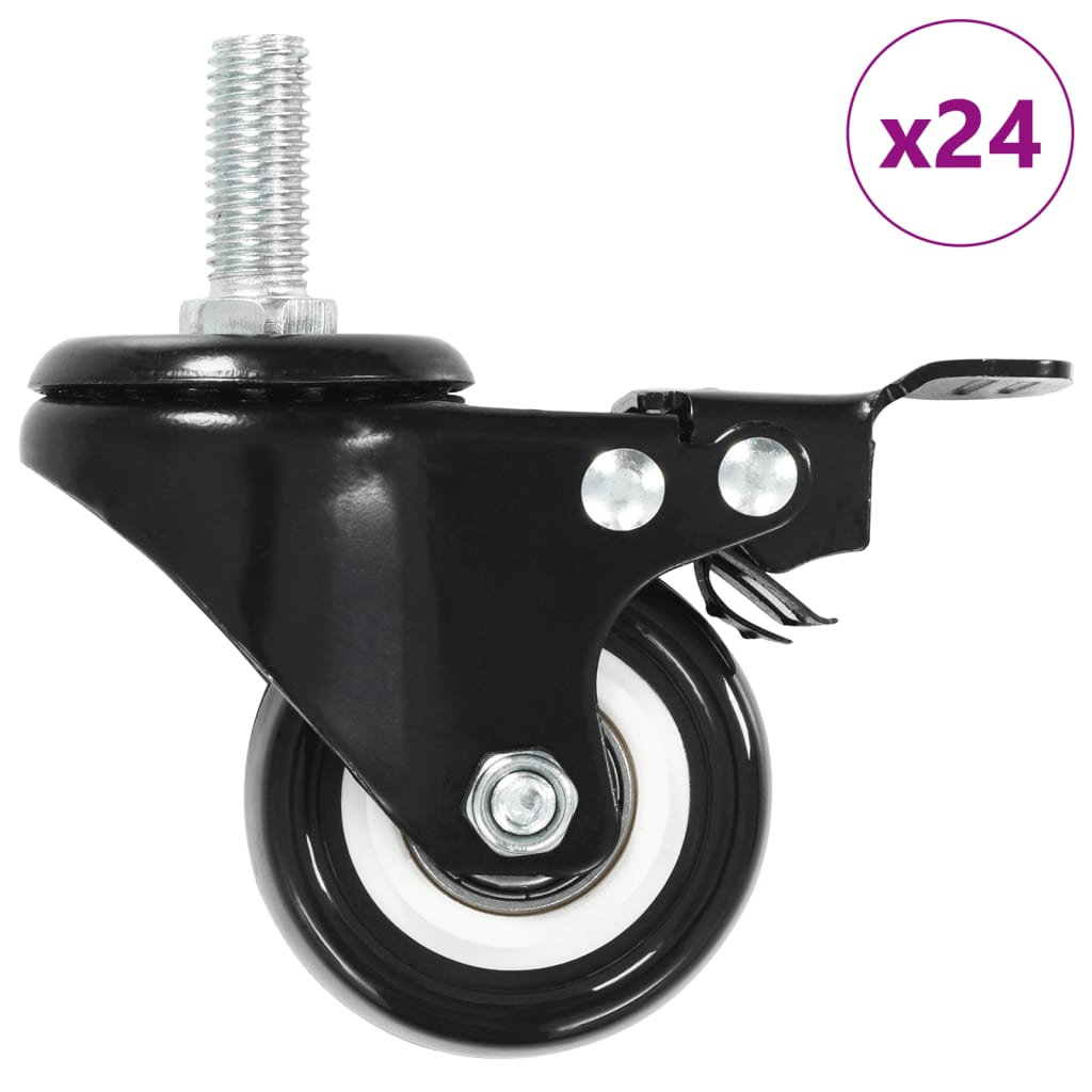 Zwenkwielen 24 st met remmen 50 mm