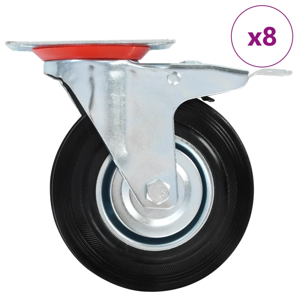 8 st Zwenkwielen 125 mm