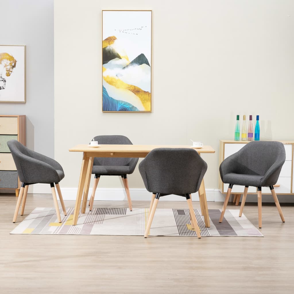 Eetkamerstoelen 4 st stof donkergrijs