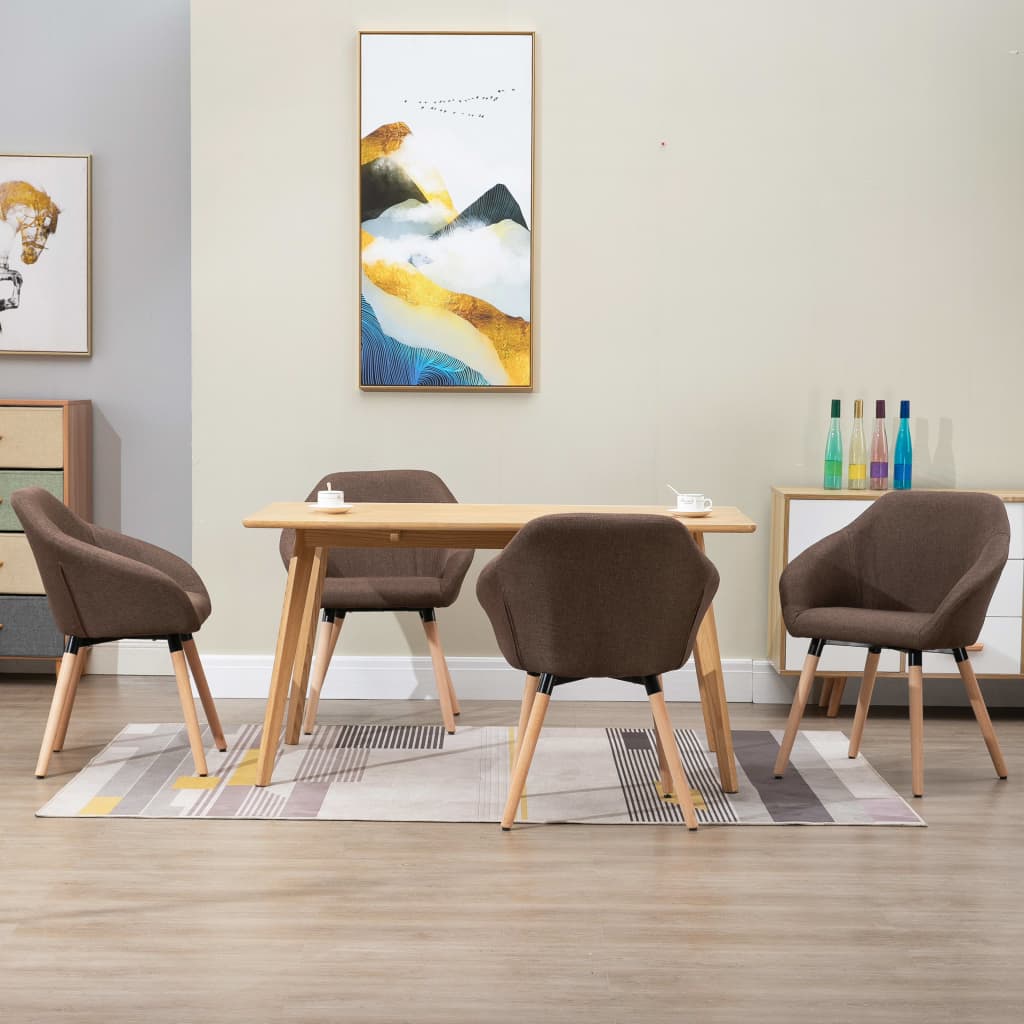 Eetkamerstoelen 4 st stof bruin