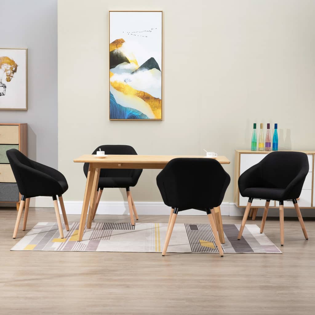 Eetkamerstoelen 4 st stof zwart