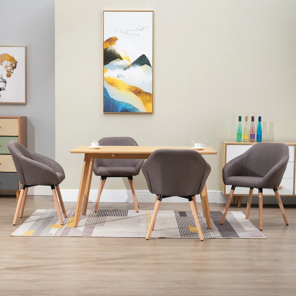 Eetkamerstoelen 4 st draaibaar stof taupe