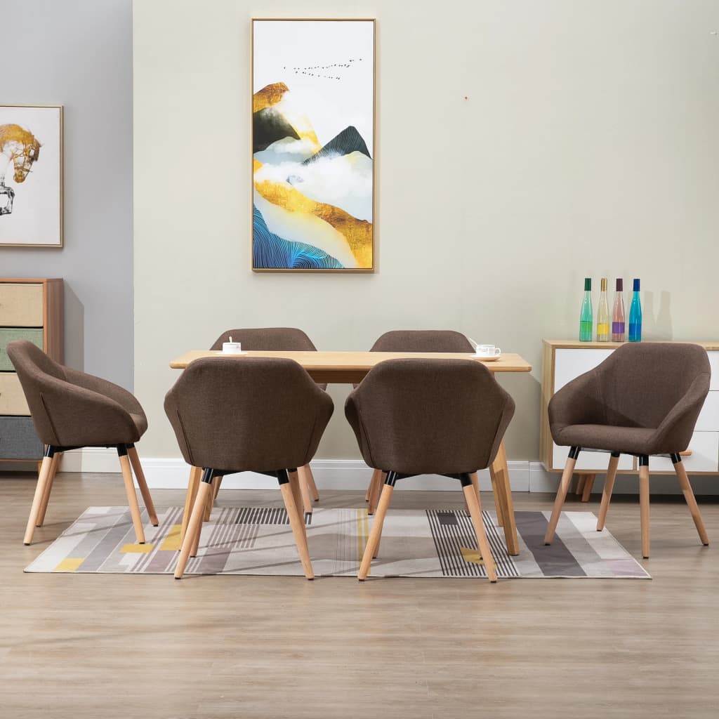 Eetkamerstoelen 6 st stof bruin – afbeelding 1