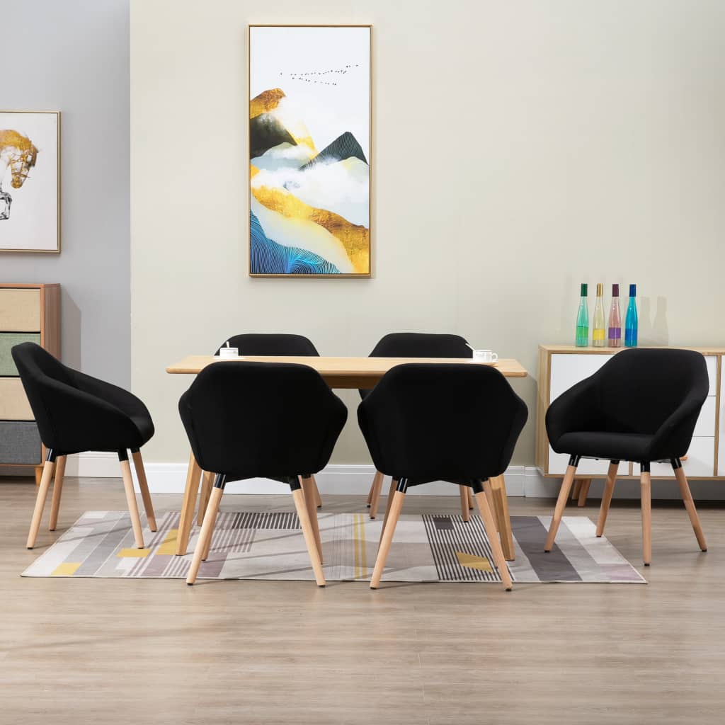 Eetkamerstoelen 6 st stof zwart