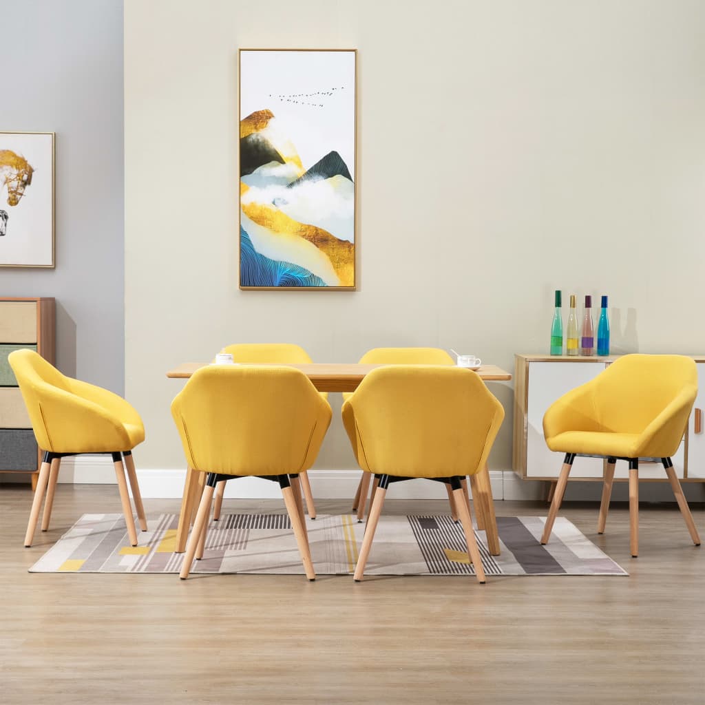 Eetkamerstoelen 6 st stof geel