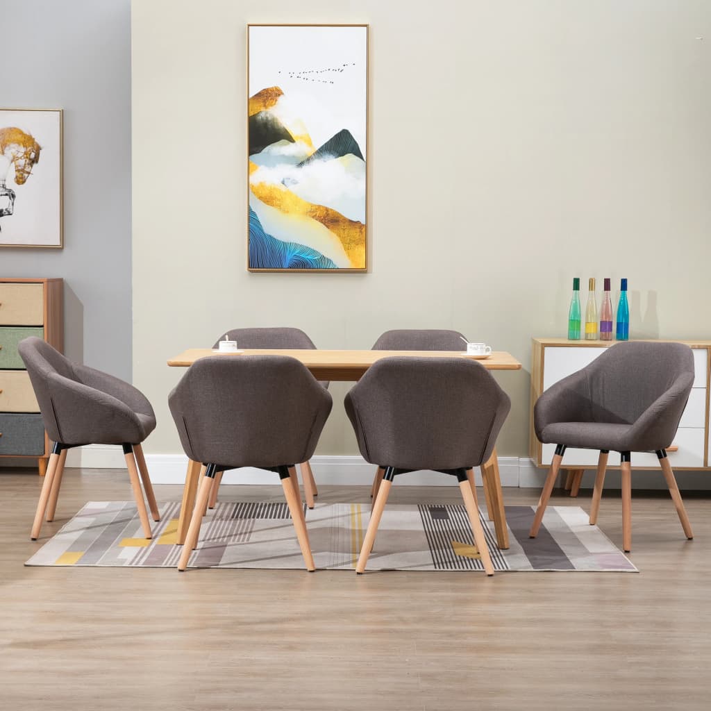 Eetkamerstoelen 6 st stof taupe