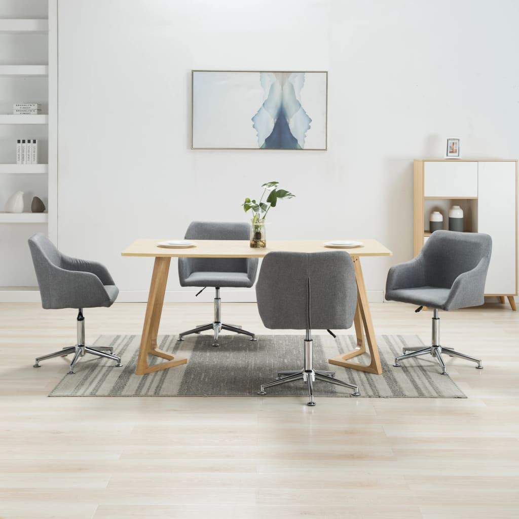 Eetkamerstoelen 4 st draaibaar stof lichtgrijs