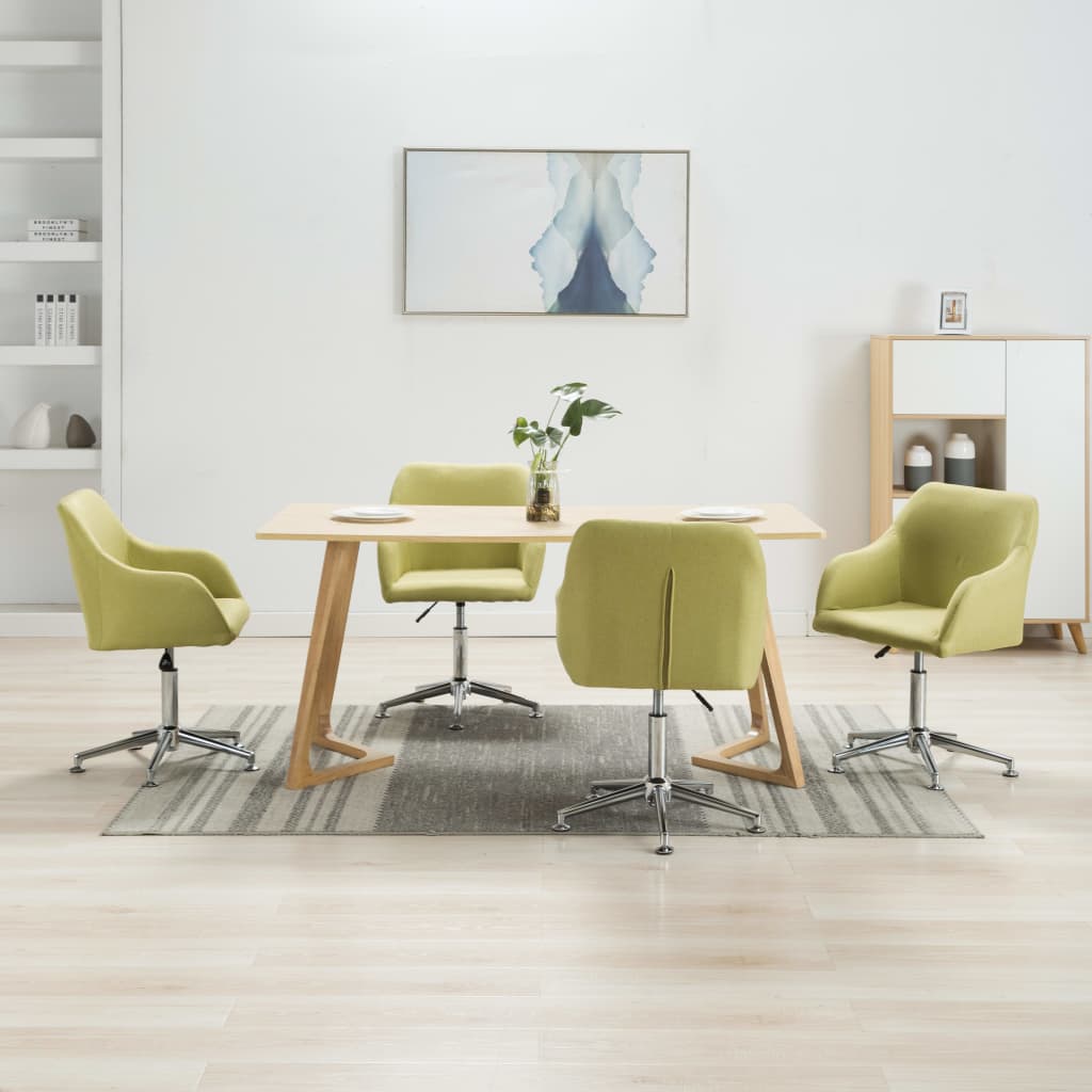 Eetkamerstoelen 4 st draaibaar stof groen